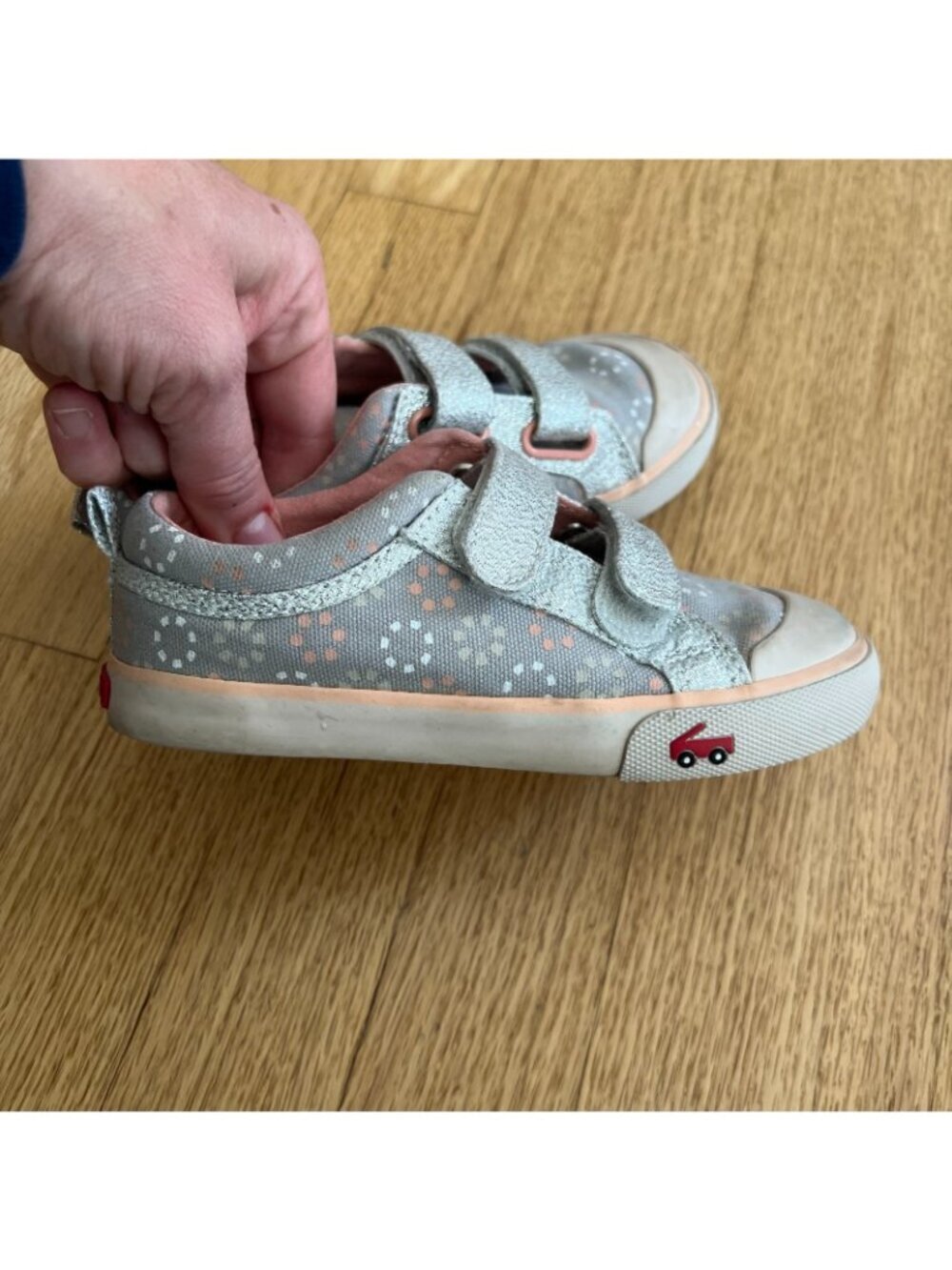 See Kai Run Robyne Gray Pink Canvas Sneakers Little Kid's Size 11 - Picture 5 of 10